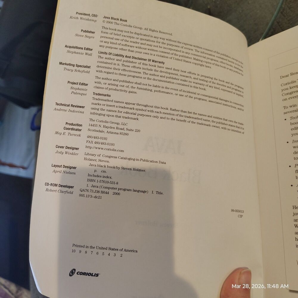 Java Black Book Steven Holzner Coriolis 2000 Programming Reference Guide - Picture 5 of 5